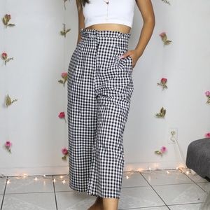 Gingham Wide Leg Pants